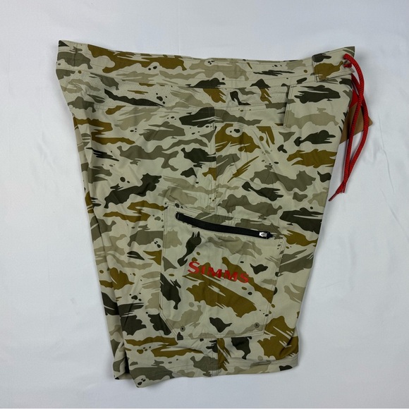 Simms Fishing M’s Seamount Board Shorts Mens Sz 36 Ghost Camo Performance B6 - Picture 3 of 9